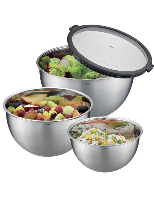 Lot De 3 Bols Inox Avec Couvercle