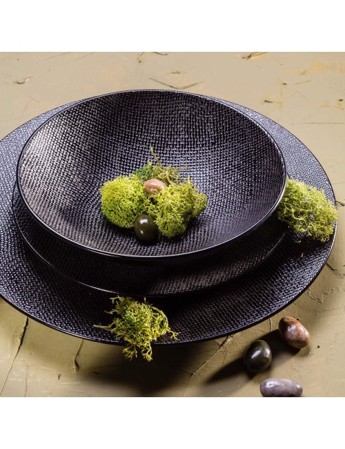 Assiette Plate Vesuvio Noire 27 Cm