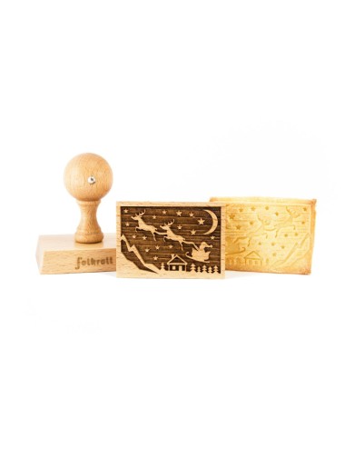 Tampon Rectangle Motif Traîneau Du Père Noël