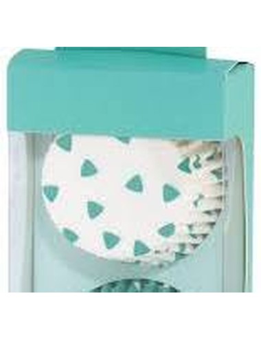 caisette en papier pour mini muffin turquoise 72