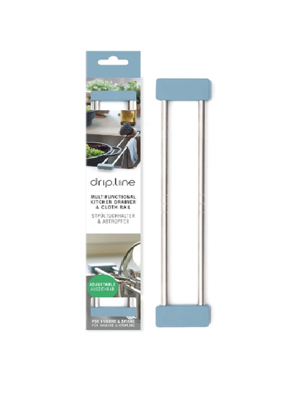 drip line bleu range evier