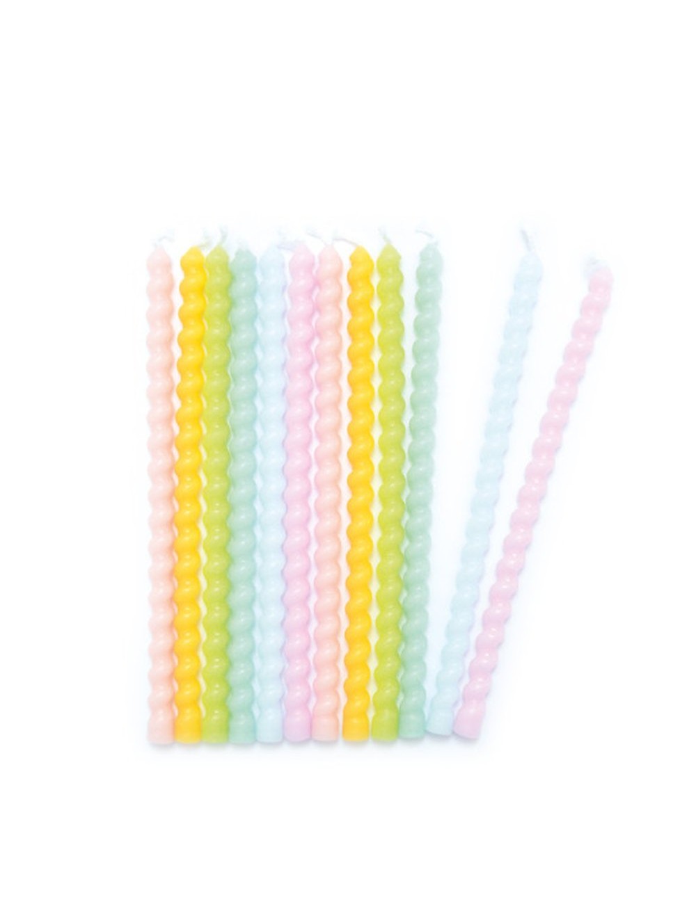 12 BOUGIES LONGUES TORSAD PASTEL