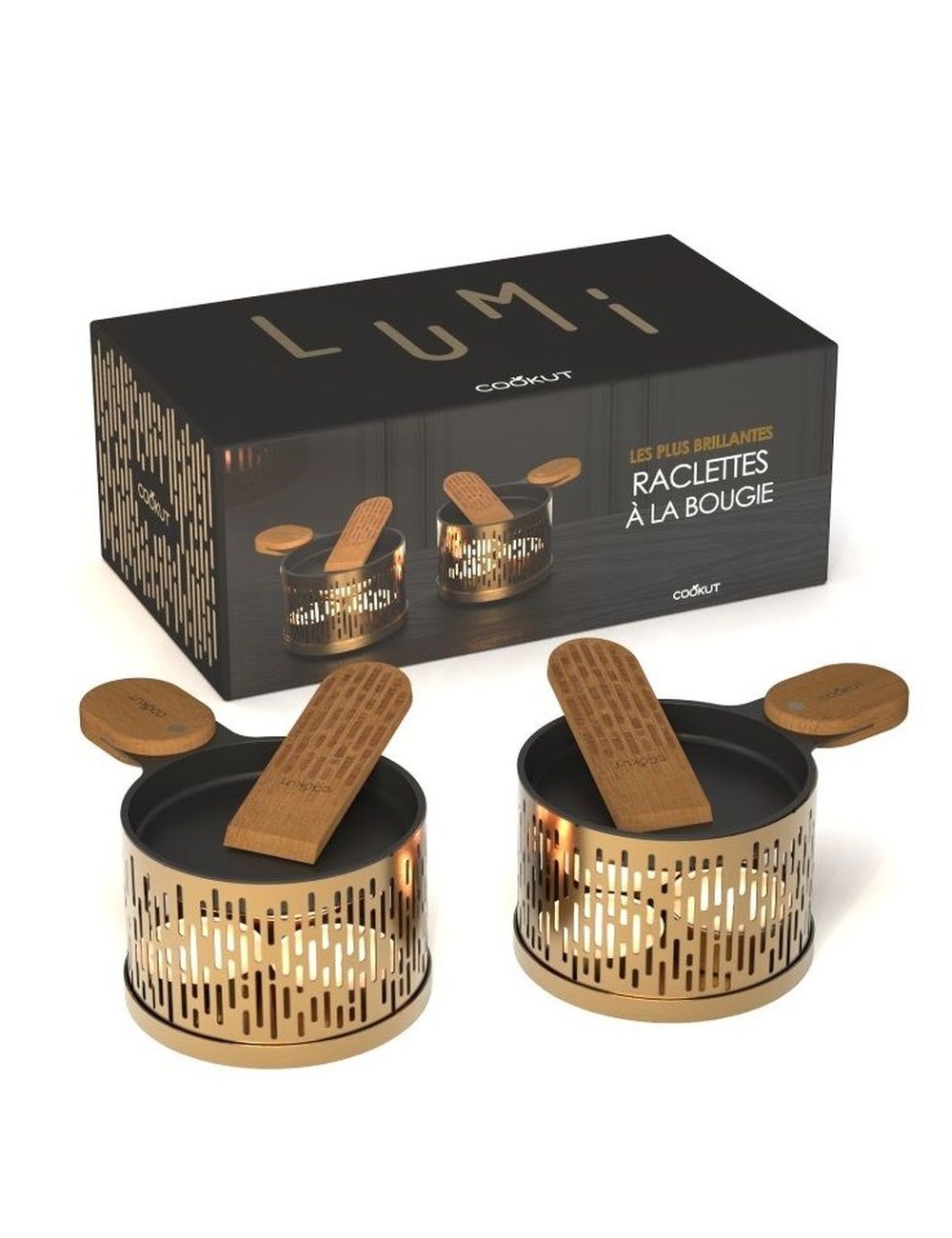 Coffret Raclette À La Bougie Lumi 2 Sets Individuels - Édition Or