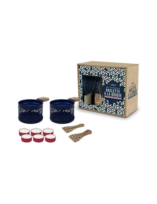 Coffret Raclette À La Bougie Lumi 2 Personnes Feuille Bleue