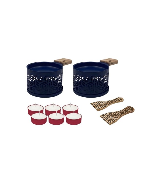 Coffret Raclette À La Bougie Lumi 2 Personnes Feuille Bleue