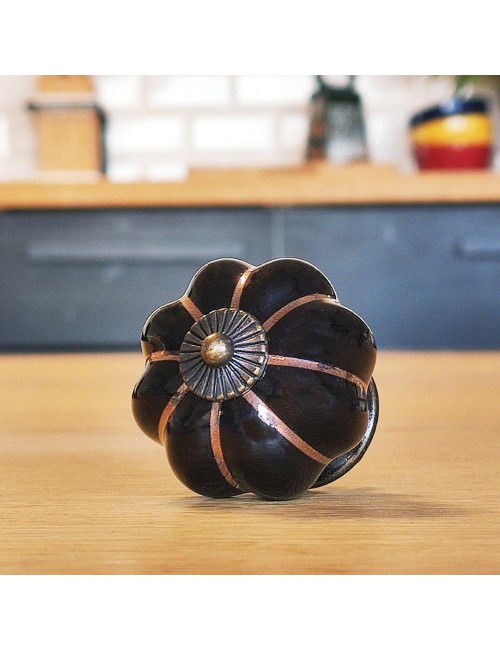 Poignée Citrouille Céramique Noire