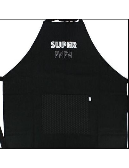Tablier Adulte Super Papa Noir