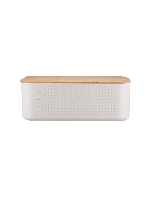 Boite À Pain Blanc Couvercle Bammbou 29.50Cm