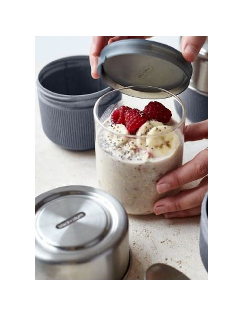 Glass Lunch Pot Slate