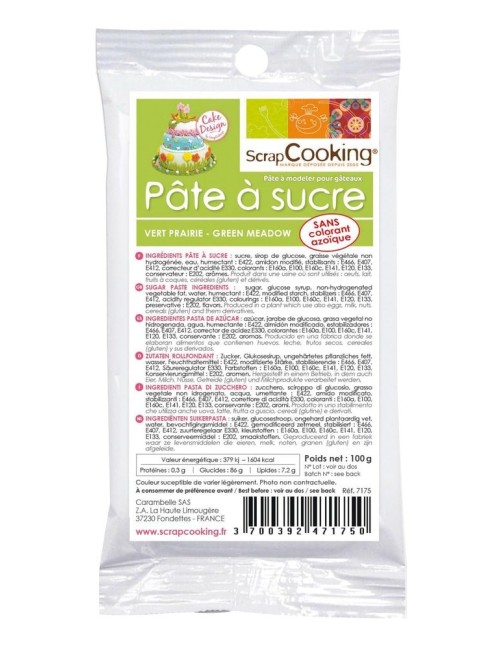 Pâte À Sucre De Décor Vert Prairie 100G