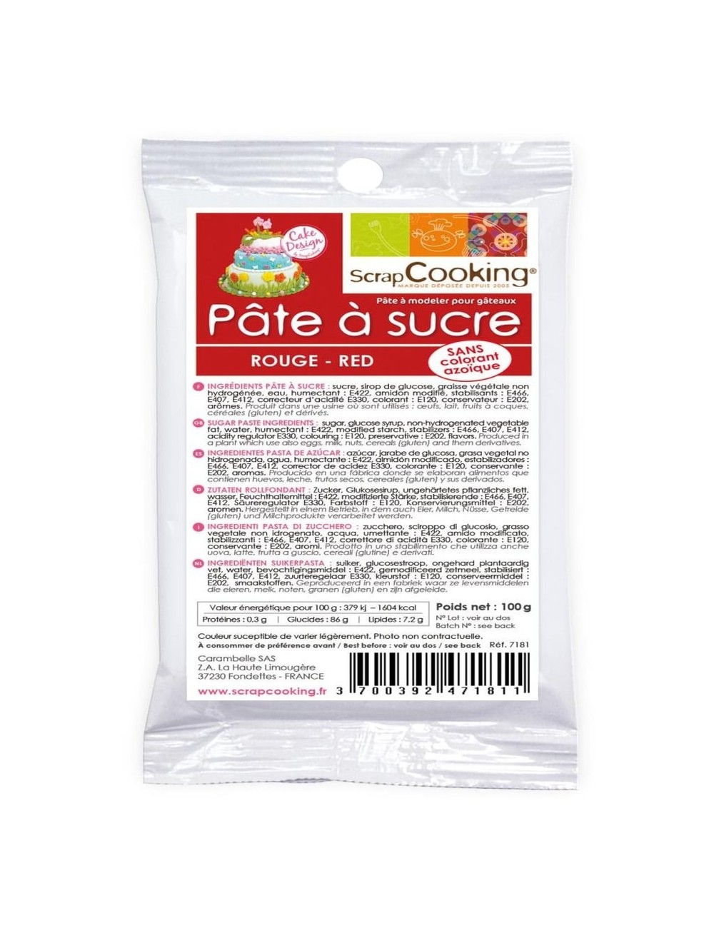 Pâte À Sucre Rouge 100G