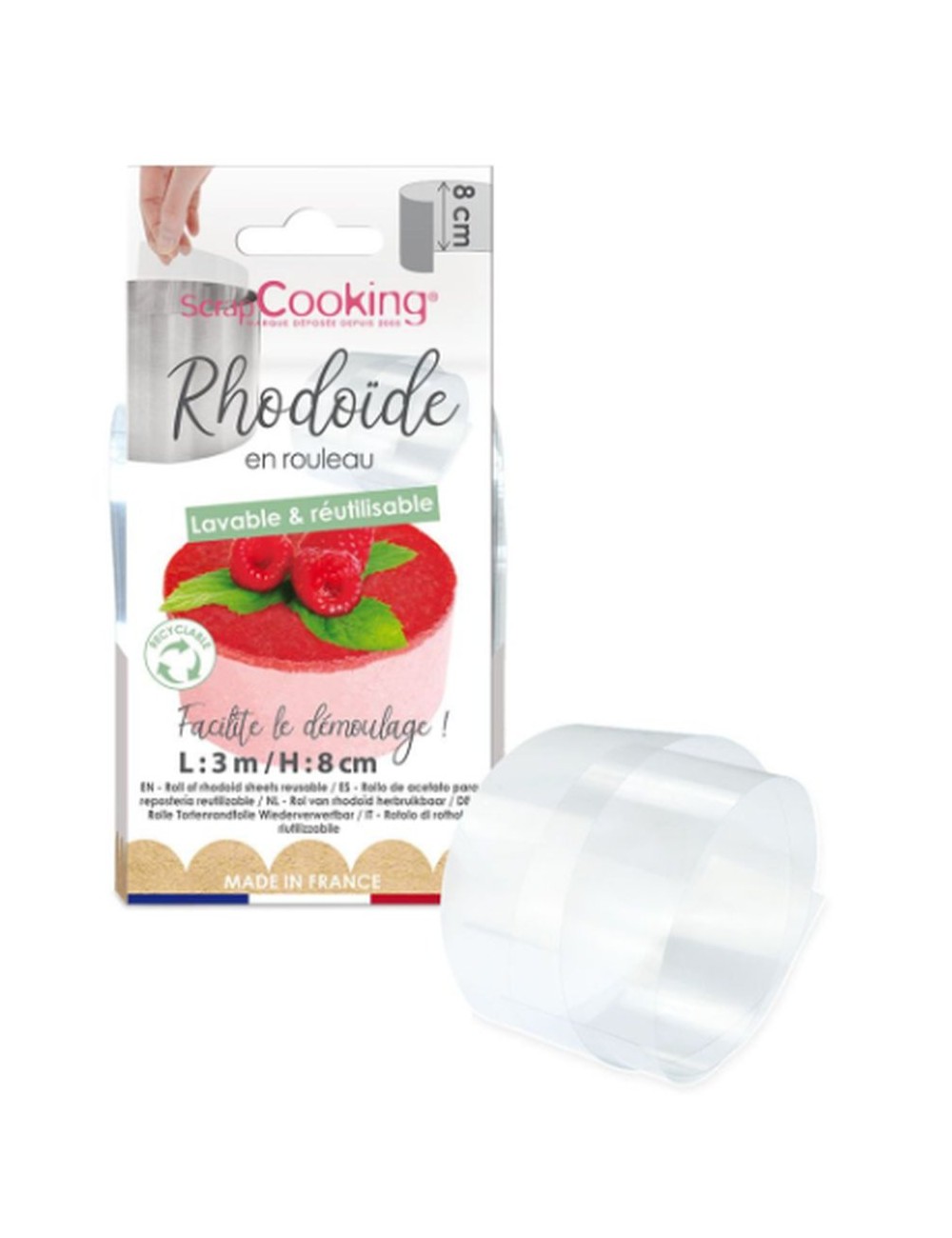 Ruban Rhodoide Entremets L : 3 m H : 8 cm.