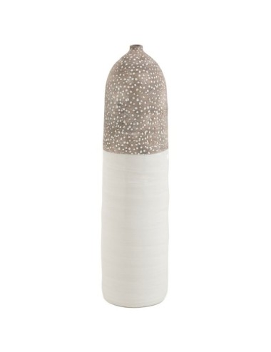 Vase Pois Céramique Marron-Blanc L