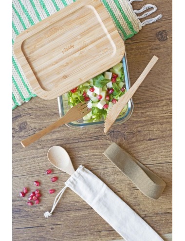 Lunch Box Nomade+Couvercle En Bambou+Couverts 1000Ml