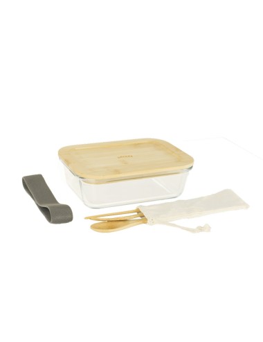 Lunch Box Nomade+Couvercle En Bambou+Couverts 1000Ml
