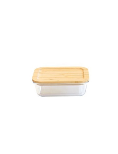Plat/Boite Rectangle En Verre/ Bambou 640Ml