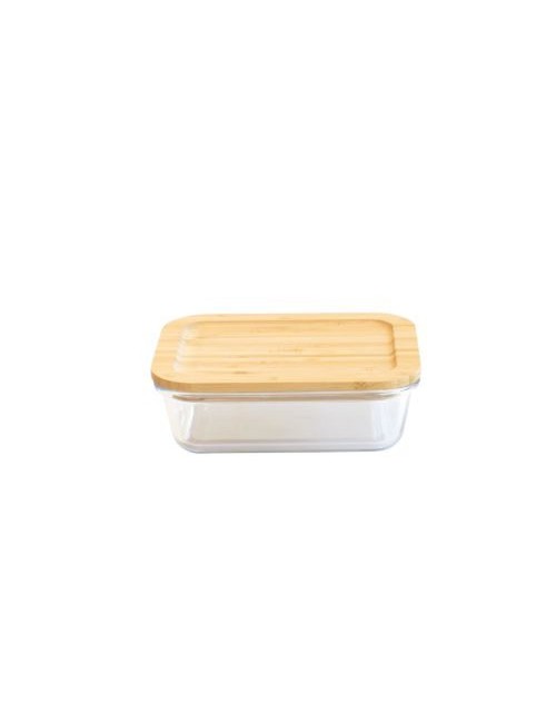 Plat/Boite Rectangle En Verre/ Bambou 640Ml