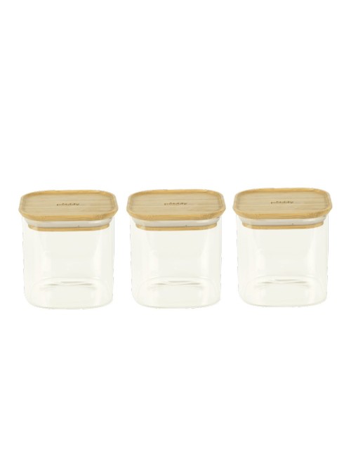 Set De 3 Boite Carré Avec Couvercle En Bambou