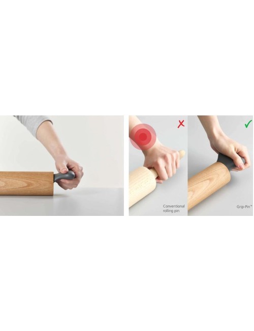 Rouleau à pâtisserie ergonomique gris Grip-Pin