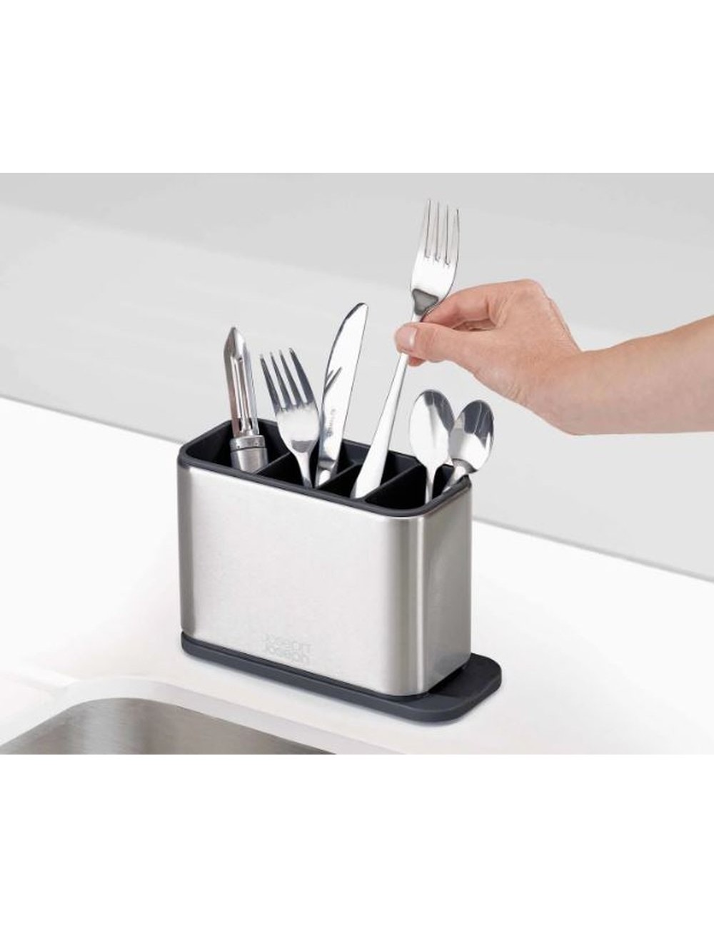 Egouttoir Porte Couverts Et Ustensiles Pour Évier De Cuisine Avec Drainage, Rangement Cuisine, Acier Inoxydable