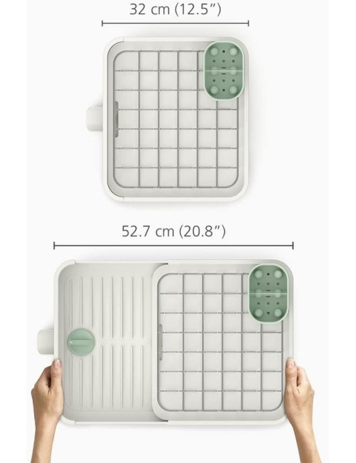 Égouttoir À Vaisselle Extensible Avec Bec D'Égouttage - Blanc Cassé/Vert