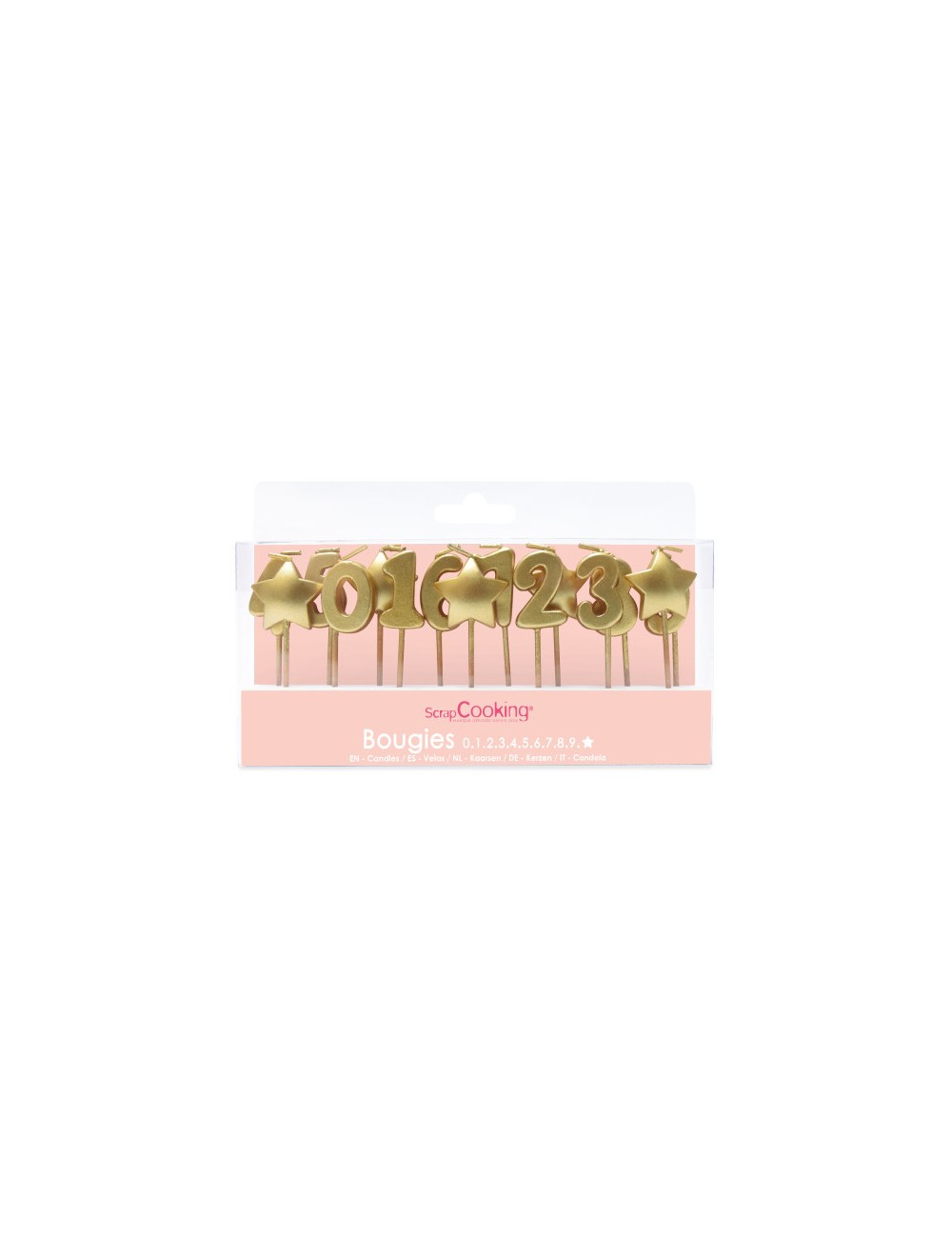 BOUGIES CHIFFRES ET ETOILES DOREES