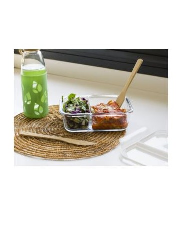 BOITE RECTANGULAIRE EN VERRE COMPARTIMENTEE ETANCHE - 1450ML