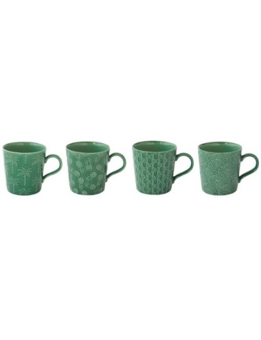 COFFRET 4 MUGS 398 CL EN PROCELAINE TROPICANA