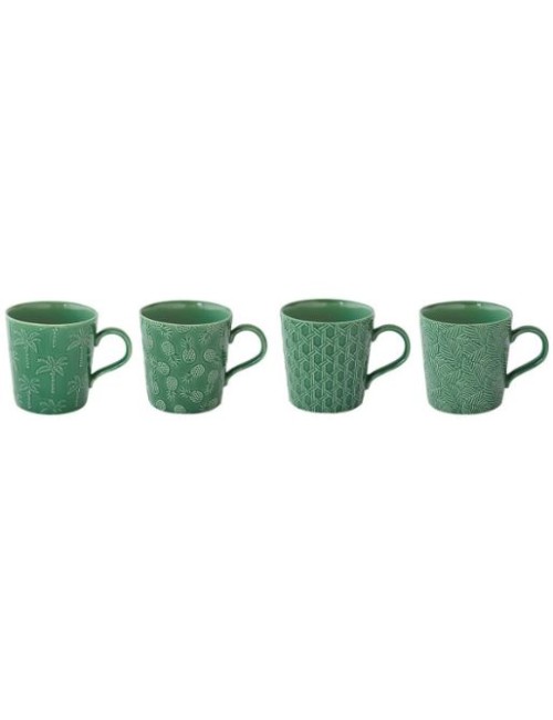 COFFRET 4 MUGS 398 CL EN PROCELAINE TROPICANA