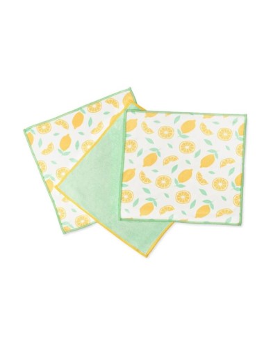LOT 3 CHIFFONS MULTIUSAGES MICROFIBRE RECYCLEE- CITRON