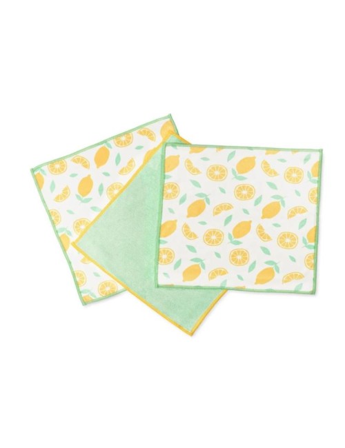 LOT 3 CHIFFONS MULTIUSAGES MICROFIBRE RECYCLEE- CITRON