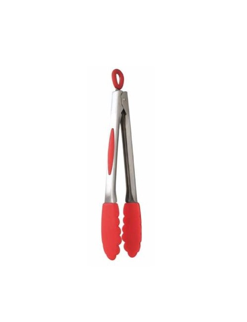 PINCE ACIER & SILICONE 26 CM ROUGE