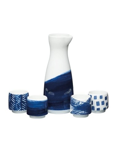Service à Saké en Porcelaine – 5 pièces
