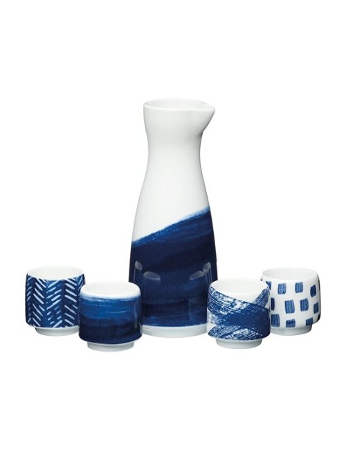 Service à Saké en Porcelaine – 5 pièces