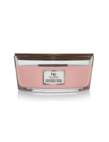 bougie élipse fleurs pressées et patchouli