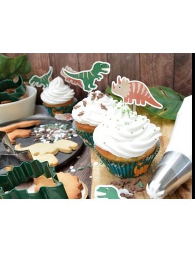 24 CAISSETTES+24 CAKE TOPPERS DINO