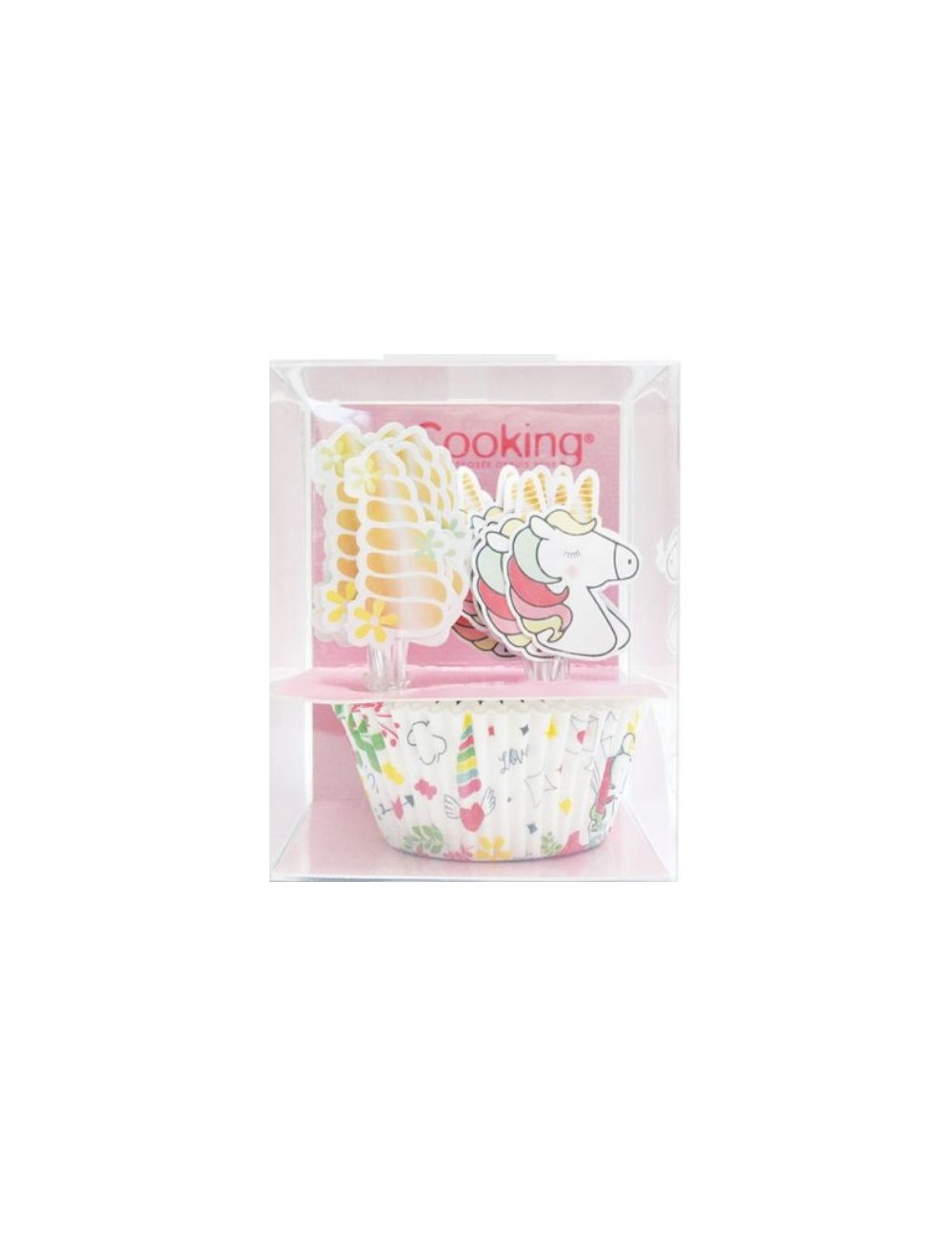 Kit pâtis24 CAISSETTES+24 CAKE TOPPERS LICORNE