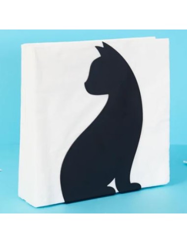 PORTE SERVIETTE FELINE NOIR METAL