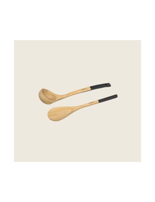 USTENSILES CUILL ET LOUCHE EN BOIS- NOIR