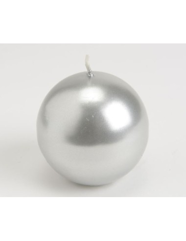 SILVER SPHERE CANDLE D7 ARGENT