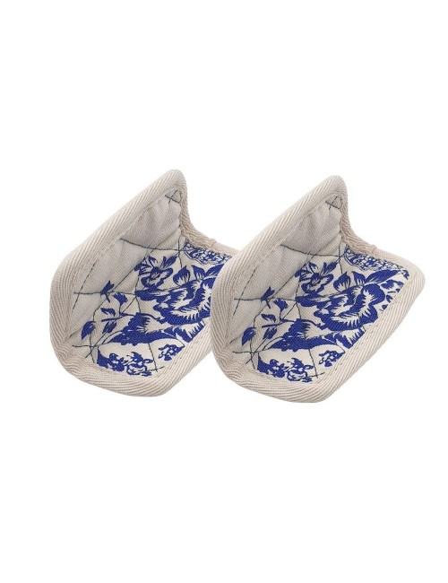 Paire De Maniques En Coton Fleurs Bleues
